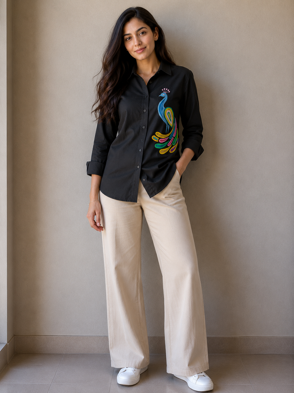 ROYAL PEACOCK EMBROIDERED SHIRT ⭐