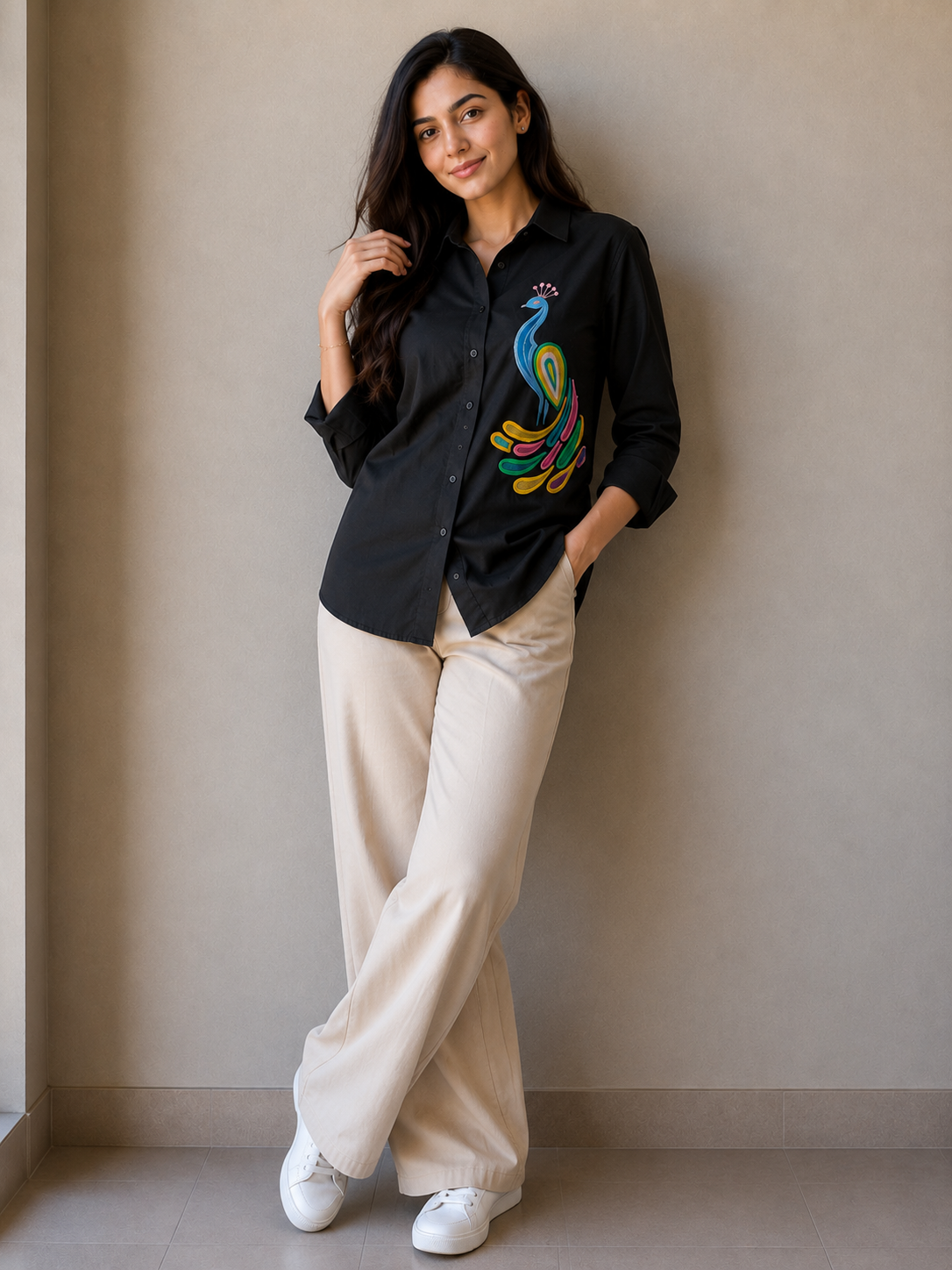 ROYAL PEACOCK EMBROIDERED SHIRT ⭐