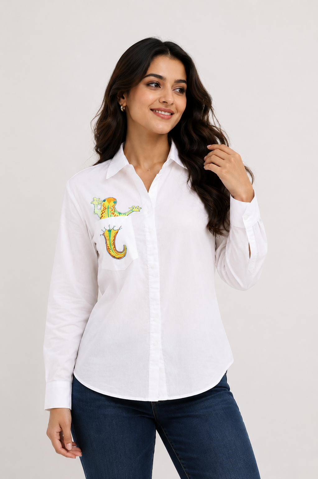 LIZARD WHITE COTTON SHIRT