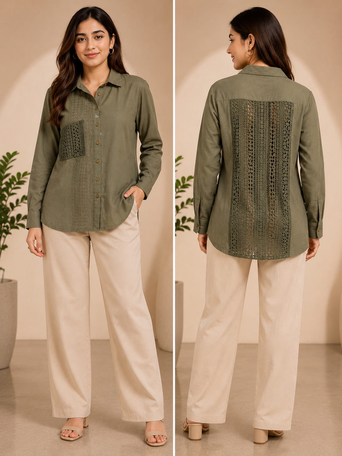 TIMELESS OLIVE PANEL SHIRT