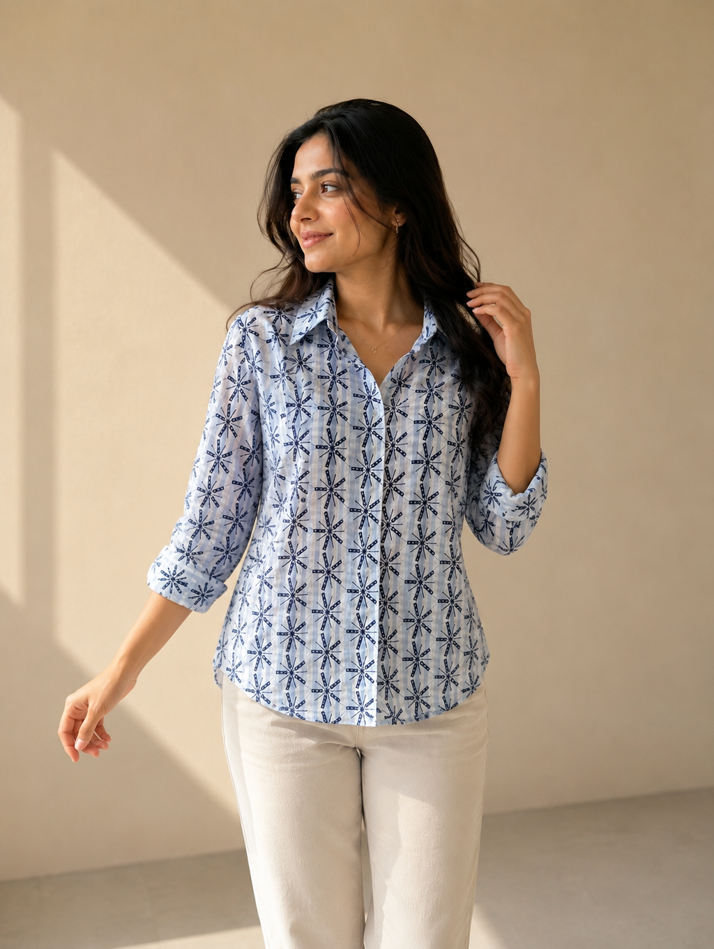 Sky Bloom Cotton Shirt