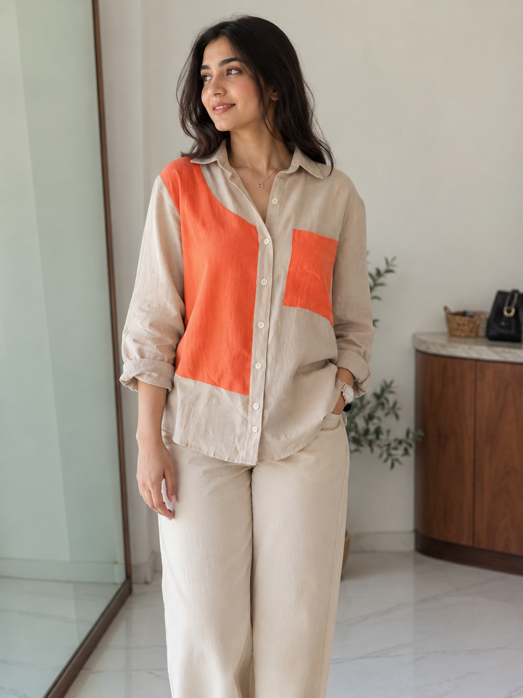 Sunset Colorblock Linen Shirt 🌅