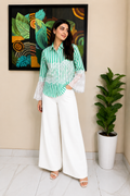GREEN STRIPE & LACE SHIRT