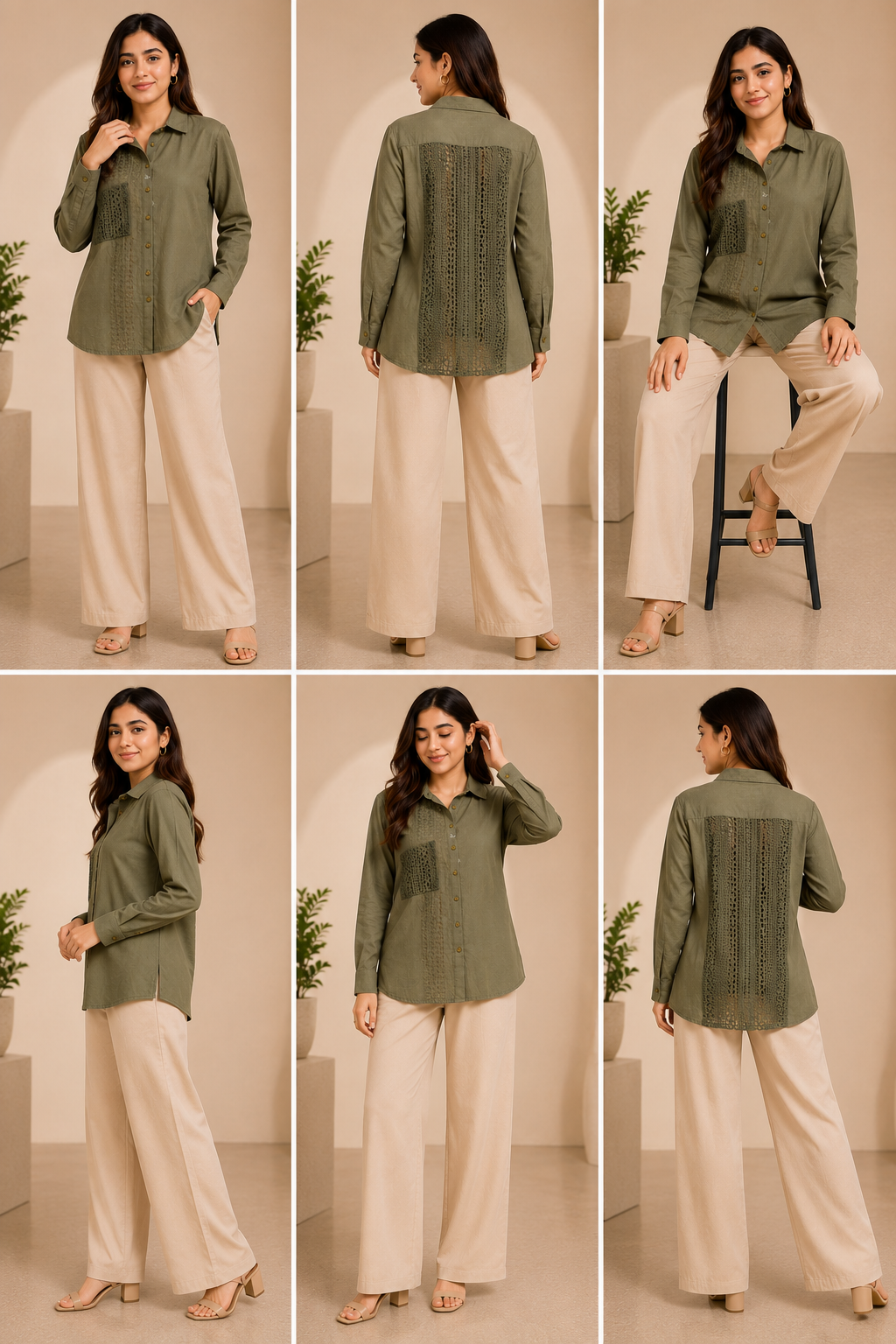 TIMELESS OLIVE PANEL SHIRT