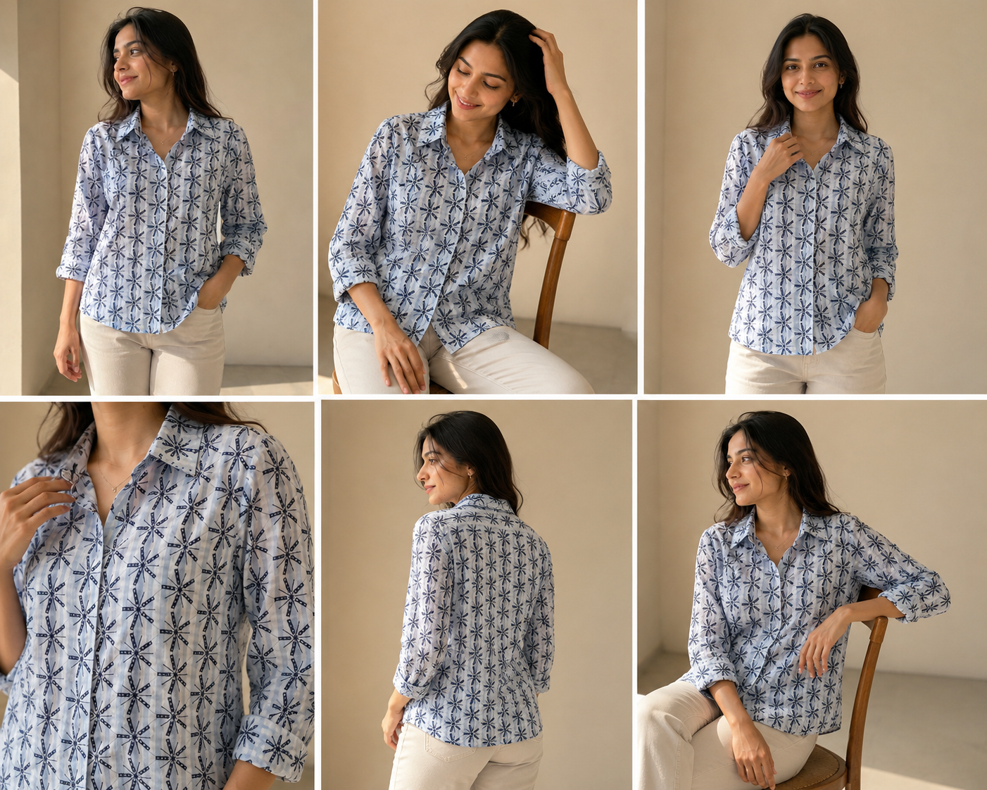 Sky Bloom Cotton Shirt