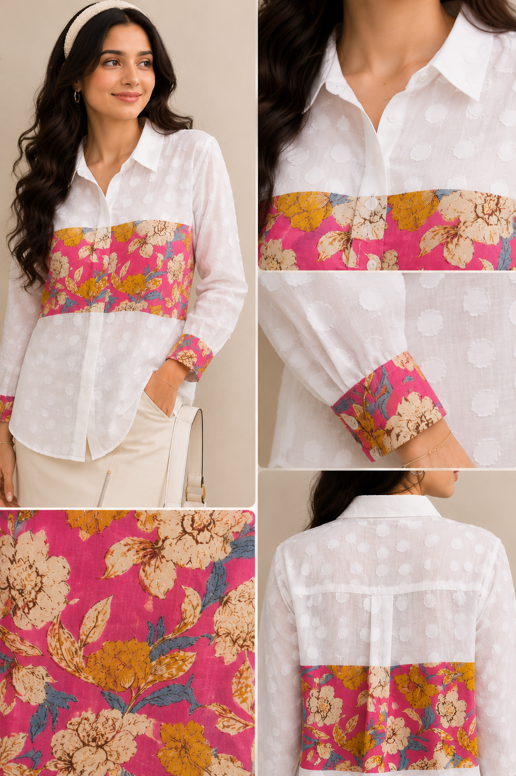 WHITE POLKA WITH PRINT
