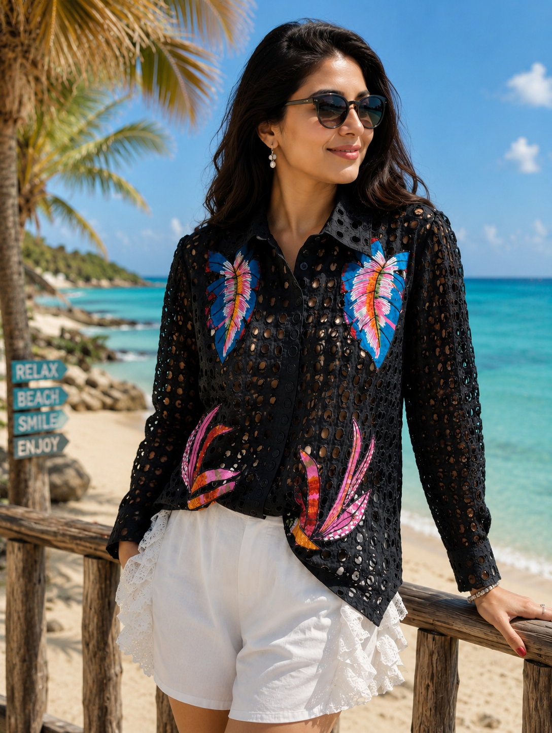 BLACK HOLE APPLIQUE SHIRT